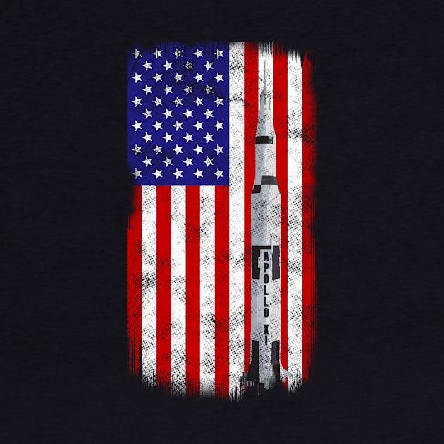 50th Anniversary Moon Landing Apollo 11 US Flag T-Shirt by Dr_Squirrel